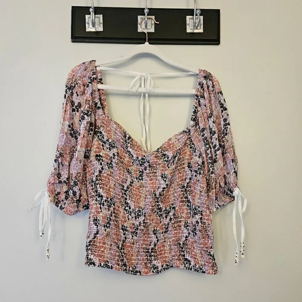 Free People Smocked Cropped Blouse